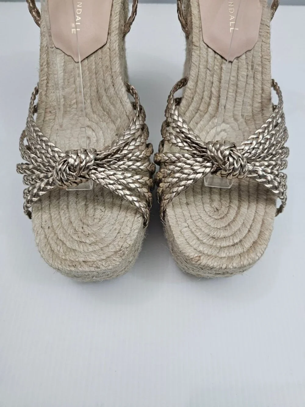 Loeffler Randall Pamela Mignon Espadrille Wedge Women 9 Champagne Knotted Sandal